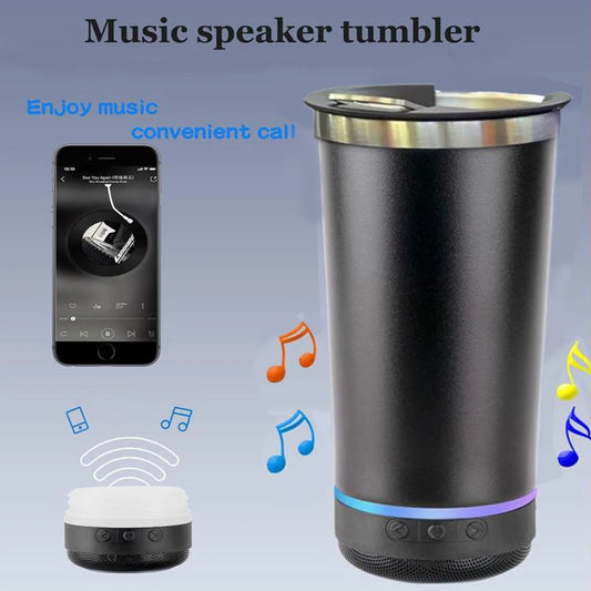 16oz Insulated Bluetooth Speaker Cup – Stainless Steel Coffee Mug with Bottle Opener, Portable Outdoor Travel Cup for Drinks and Ice Cream